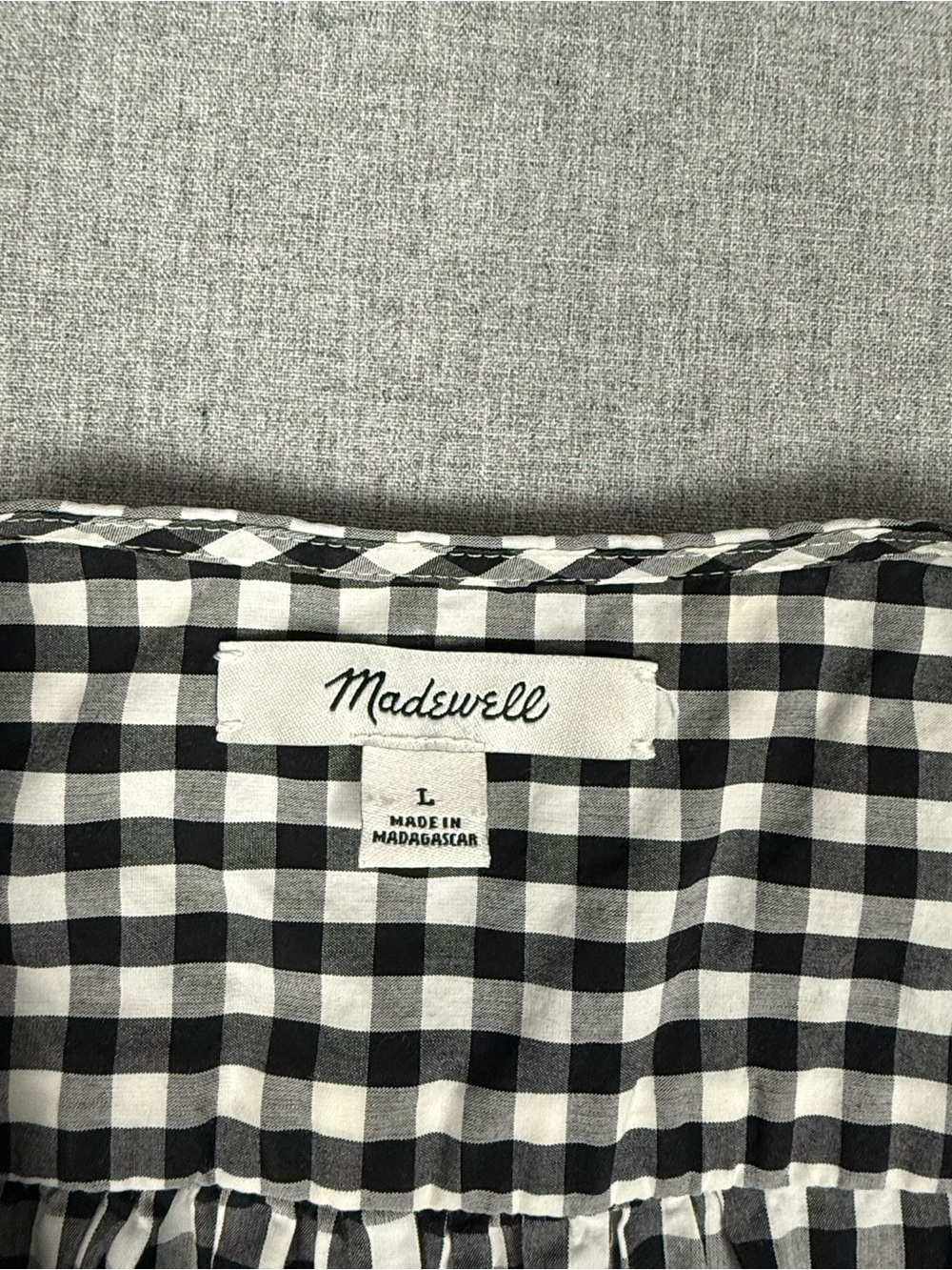 Madewell Gingham Wrap Puff Sleeve Crop Top Large Cotton - Picture 4 of 13